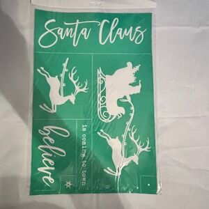 Chalk Couture Santa Claus Reindeer Sleigh Believe Christmas Holiday 12 x 18